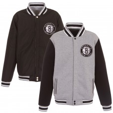 Куртка на кнопках Brooklyn Nets JH Design Embroidered Logo Reversible Fleece - Gray/Black