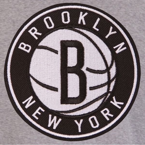 Куртка на кнопках Brooklyn Nets JH Design Embroidered Logo Reversible Fleece - Gray/Black
