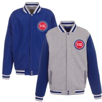 Куртка на кнопках Detroit Pistons JH Design Embroidered Logo Reversible Fleece - Gray/Royal