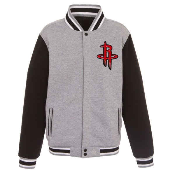 Куртка на кнопках Houston Rockets JH Design Embroidered Logo Reversible Fleece - Gray/Black