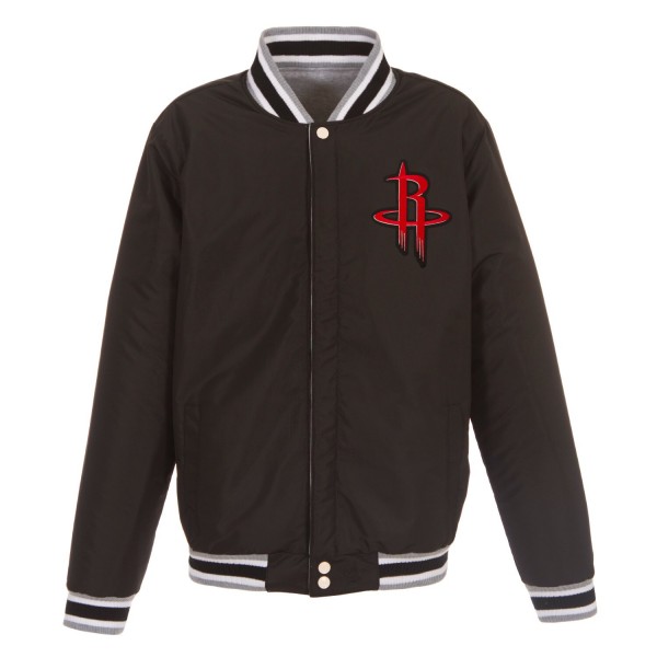 Куртка на кнопках Houston Rockets JH Design Embroidered Logo Reversible Fleece - Gray/Black