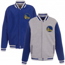 Куртка на кнопках Golden State Warriors JH Design Embroidered Logo Reversible Fleece - Gray/Royal