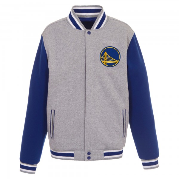 Куртка на кнопках Golden State Warriors JH Design Embroidered Logo Reversible Fleece - Gray/Royal