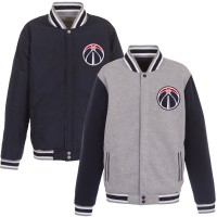 Куртка на кнопках Washington Wizards JH Design Embroidered Logo Reversible Fleece - Gray/Navy