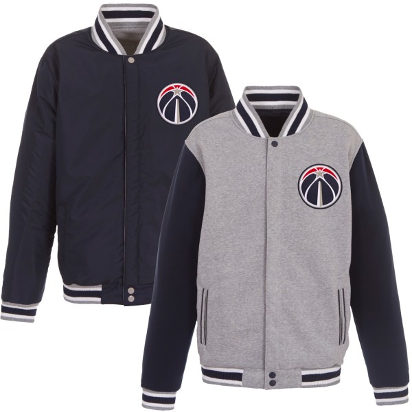 Куртка на кнопках Washington Wizards JH Design Embroidered Logo Reversible Fleece - Gray/Navy