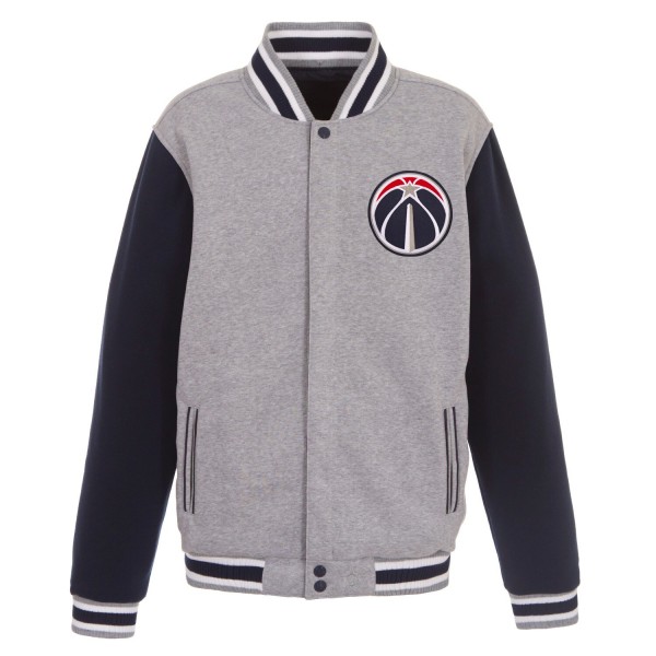 Куртка на кнопках Washington Wizards JH Design Embroidered Logo Reversible Fleece - Gray/Navy