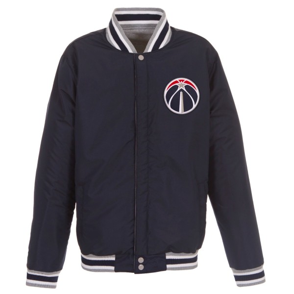 Куртка на кнопках Washington Wizards JH Design Embroidered Logo Reversible Fleece - Gray/Navy