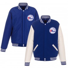 Куртка на кнопках Philadelphia 76ers JH Design Reversible Fleece & Faux Leather - Royal/White