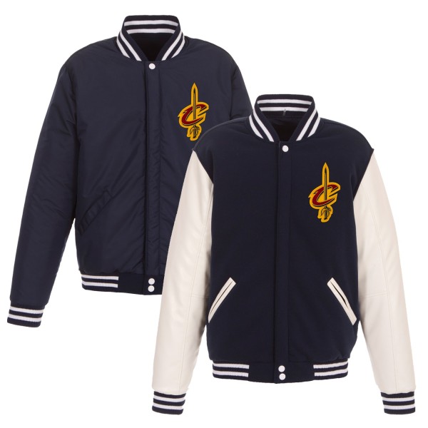 Куртка двусторонняя Cleveland Cavaliers JH Design Fleece & Faux Leather - Navy/White