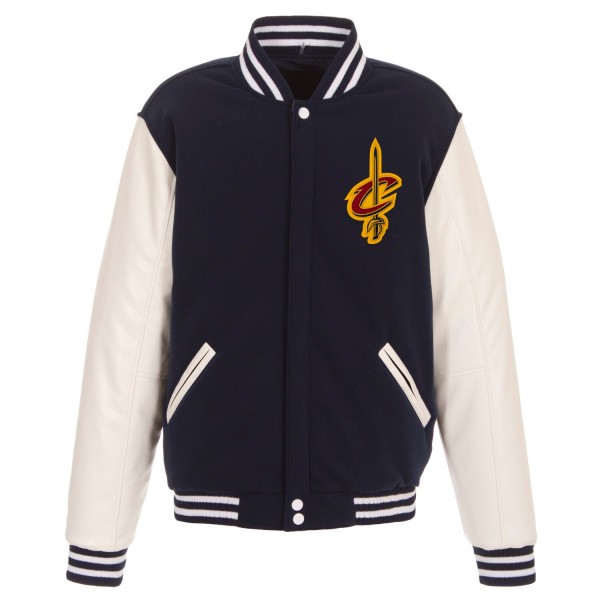 Куртка двусторонняя Cleveland Cavaliers JH Design Fleece & Faux Leather - Navy/White