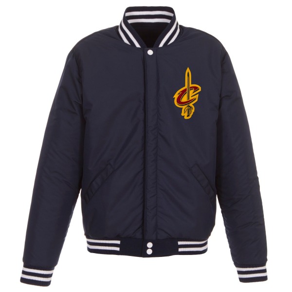 Куртка двусторонняя Cleveland Cavaliers JH Design Fleece & Faux Leather - Navy/White