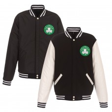 Куртка на кнопках Boston Celtics JH Design Reversible Fleece & Faux Leather - Black/White