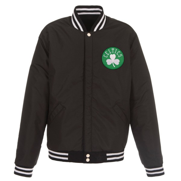 Куртка на кнопках Boston Celtics JH Design Reversible Fleece & Faux Leather - Black/White