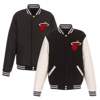 Куртка на кнопках Miami Heat JH Design Reversible Fleece & Faux Leather - Black/White