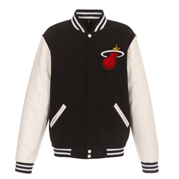 Куртка на кнопках Miami Heat JH Design Reversible Fleece & Faux Leather - Black/White