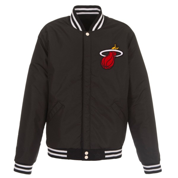 Куртка на кнопках Miami Heat JH Design Reversible Fleece & Faux Leather - Black/White