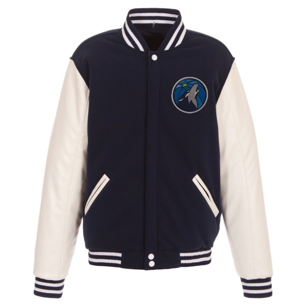 Куртка двусторонняя Minnesota Timberwolves JH Design Fleece & Faux Leather - Navy/White