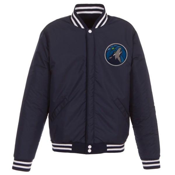 Куртка двусторонняя Minnesota Timberwolves JH Design Fleece & Faux Leather - Navy/White