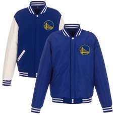 Куртка на кнопках Golden State Warriors JH Design Reversible Fleece & Faux Leather - Royal/White