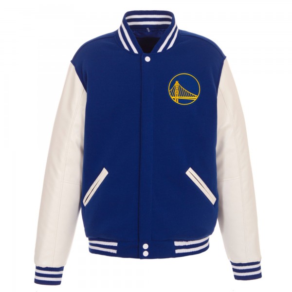Куртка на кнопках Golden State Warriors JH Design Reversible Fleece & Faux Leather - Royal/White
