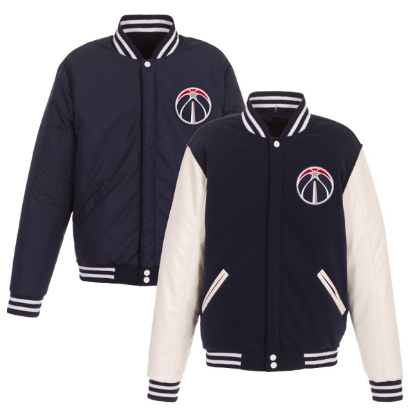 Куртка двусторонняя Washington Wizards JH Design Fleece & Faux Leather - Navy/White