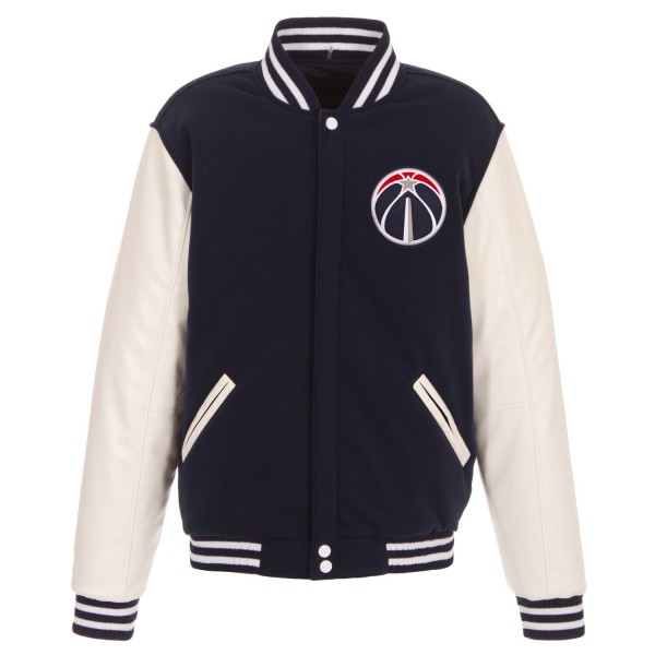 Куртка двусторонняя Washington Wizards JH Design Fleece & Faux Leather - Navy/White