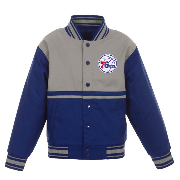 Куртка на кнопках Philadelphia 76ers JH Design Youth Poly-Twill - Royal/Gray