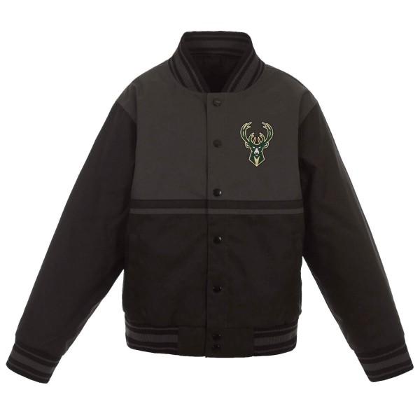 Куртка на кнопках Milwaukee Bucks JH Design Youth Poly-Twill - Black/Charcoal