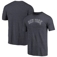 New York Yankees Navy Team Wordmark Tri-Blend T-Shirt