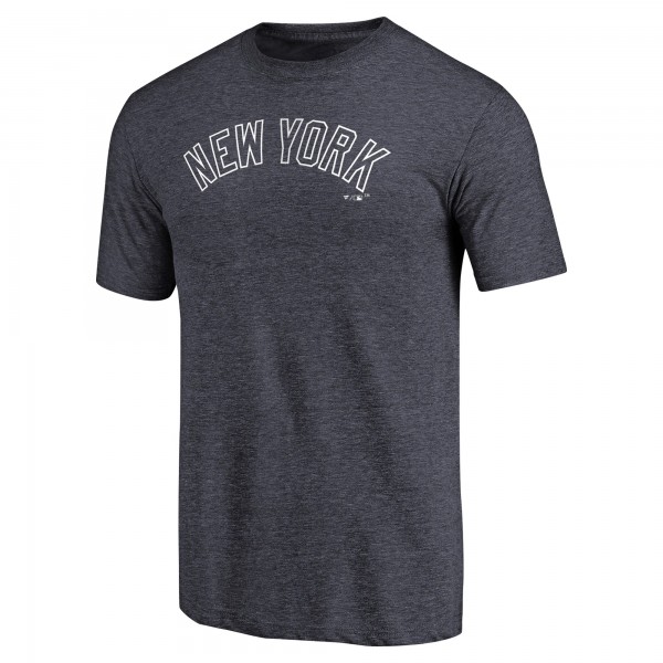 New York Yankees Navy Team Wordmark Tri-Blend T-Shirt
