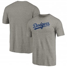 Los Angeles Dodgers Gray Team Wordmark Tri-Blend T-Shirt