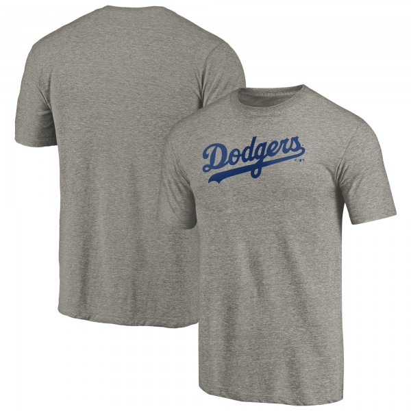 Los Angeles Dodgers Gray Team Wordmark Tri-Blend T-Shirt