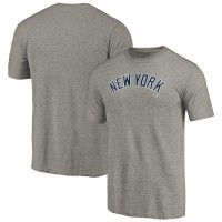New York Yankees Gray Team Wordmark Tri-Blend T-Shirt