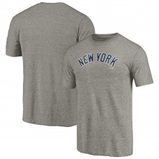 New York Yankees Gray Team Wordmark Tri-Blend T-Shirt