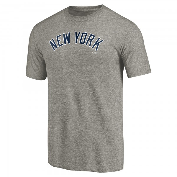 New York Yankees Gray Team Wordmark Tri-Blend T-Shirt