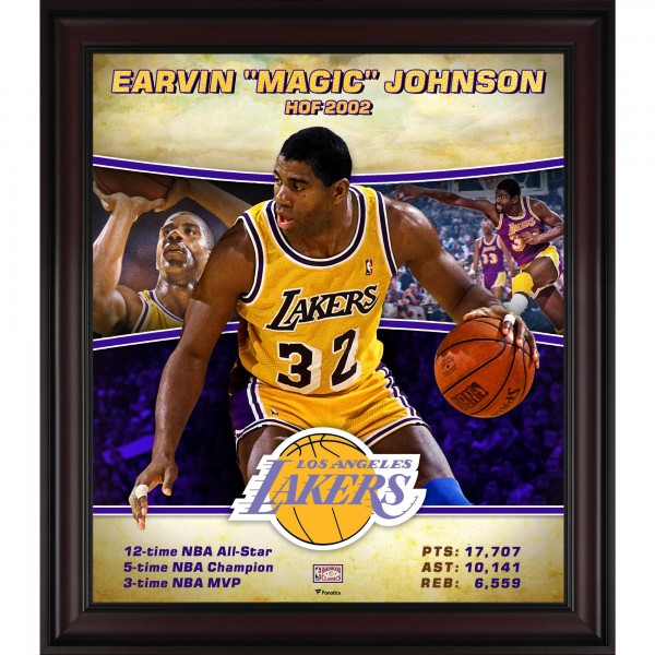 Los Angeles Lakers Earvin Magic Johnson Fanatics Authentic Framed 15 x 17 Hardwood Classics Player Collage