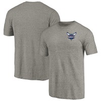 Футболка Charlotte Hornets Gray Primary Logo Left Chest Distressed Tri-Blend