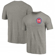 Detroit Pistons Gray Primary Logo Left Chest Distressed Tri-Blend T-Shirt