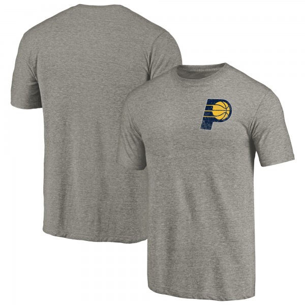 Indiana Pacers Gray Primary Logo Left Chest Distressed Tri-Blend T-Shirt