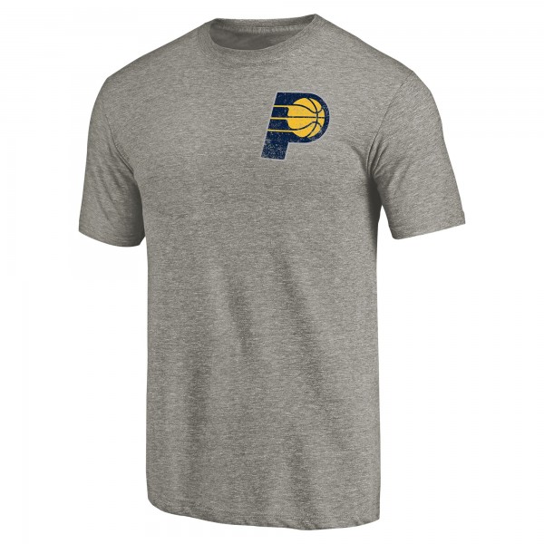 Indiana Pacers Gray Primary Logo Left Chest Distressed Tri-Blend T-Shirt