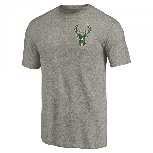 Футболка Milwaukee Bucks Primary Logo Left Chest Distressed Tri-Blend - Gray