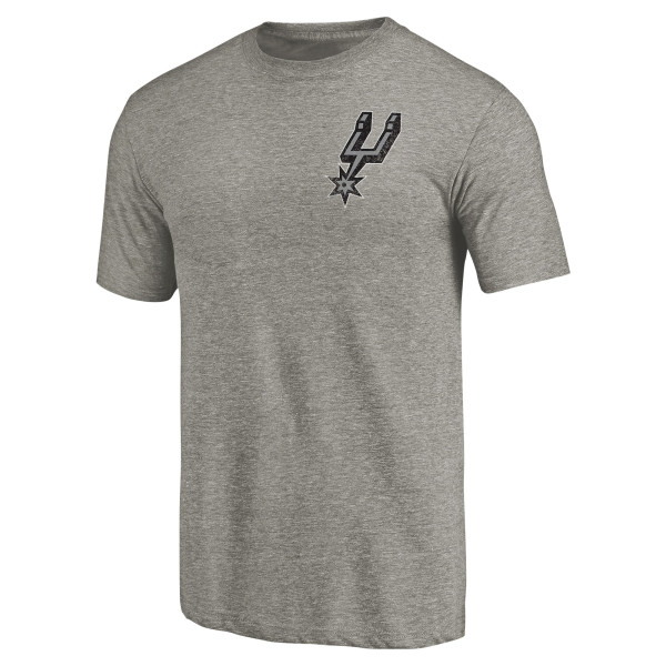 Футболка San Antonio Spurs Gray Primary Logo Left Chest Distressed Tri-Blend