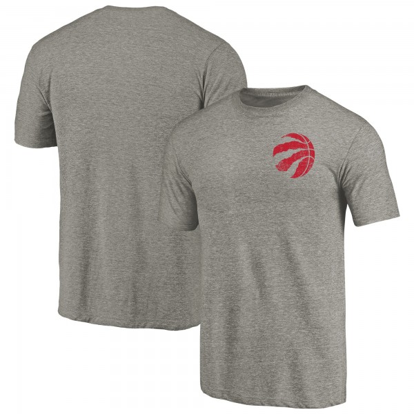 Toronto Raptors Gray Primary Logo Left Chest Distressed Tri-Blend T-Shirt