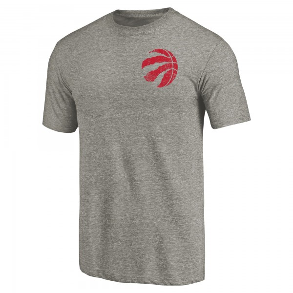 Toronto Raptors Gray Primary Logo Left Chest Distressed Tri-Blend T-Shirt