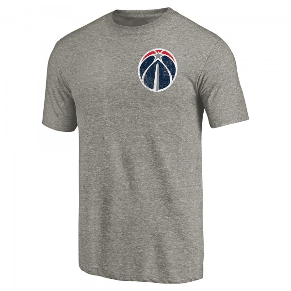 Washington Wizards Gray Primary Logo Left Chest Distressed Tri-Blend T-Shirt