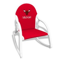 Red Chicago Bulls Childrens Personalized Rocking Chair