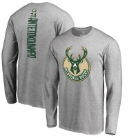 Футболка с длинным рукавом Giannis Antetokounmpo Milwaukee Bucks Team Backer Name & Number - Heathered Gray