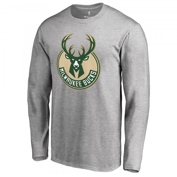Футболка с длинным рукавом Giannis Antetokounmpo Milwaukee Bucks Team Backer Name & Number - Heathered Gray