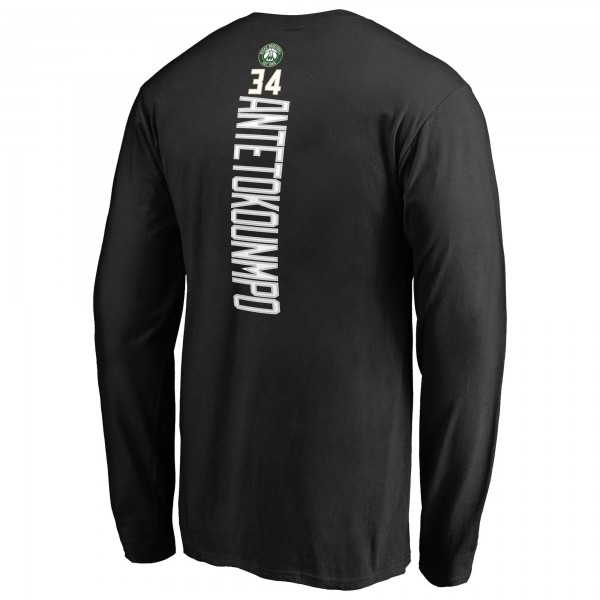 Футболка с длинным рукавом Giannis Antetokounmpo Milwaukee Bucks Team Backer Name & Number - Black