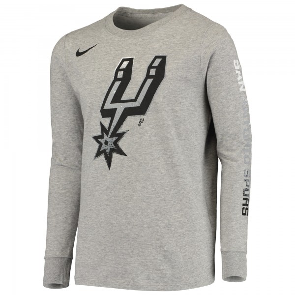 Детская футболка с длинным рукавом San Antonio Spurs Nike Mezzo Logo Performance - Heathered Gray